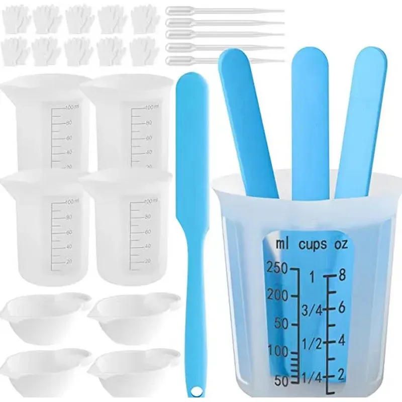 Kit tasses mesure silicone 250ml avec pipettes et gants