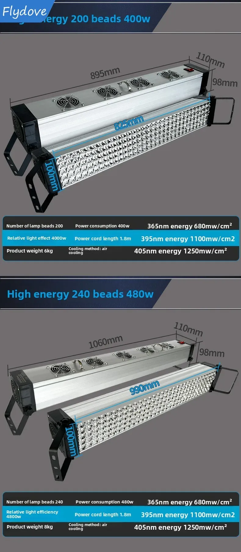 Lampe UV résine haute puissance double longueur