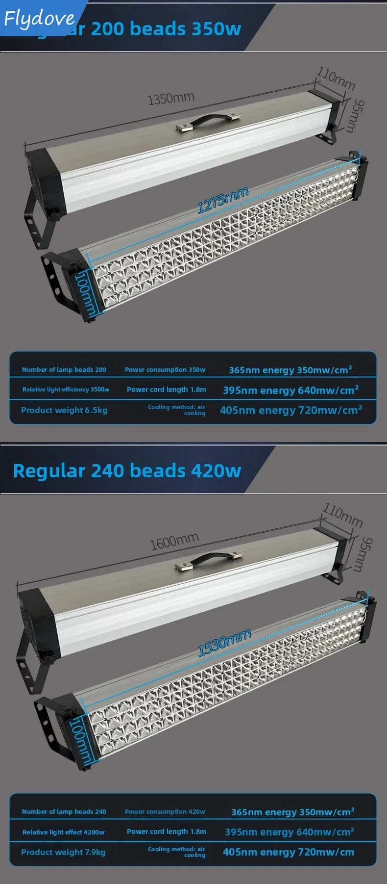 Lampe UV résine haute puissance double longueur