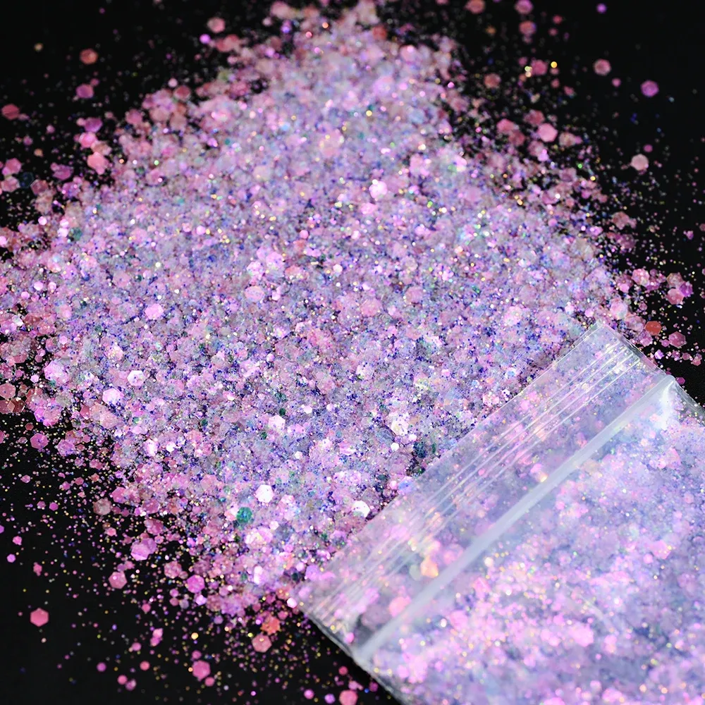 Lot 10 g paillettes hexagone laser pour remplissage résine