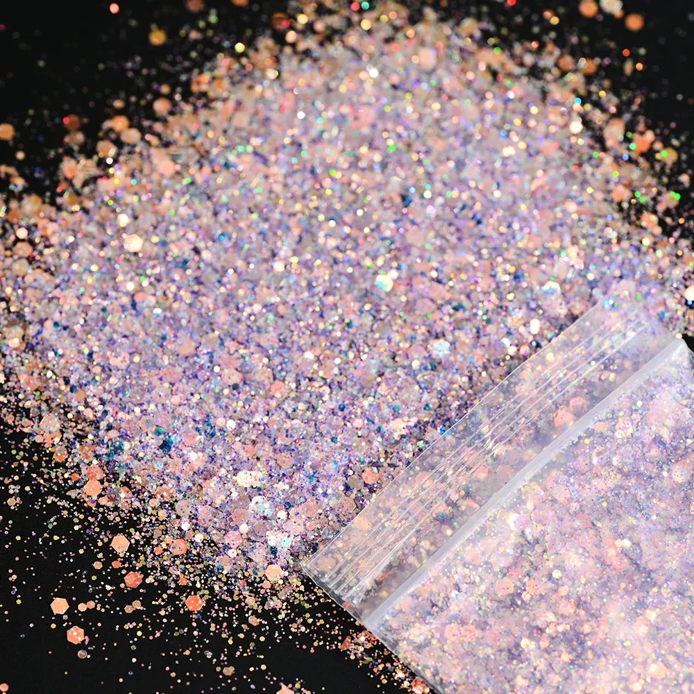 Lot 10 g paillettes hexagone laser pour remplissage résine