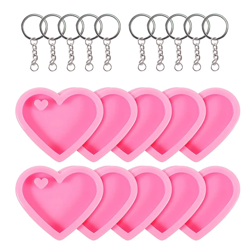 Lot 20 moules silicone cœur pour porte-clés et bijoux