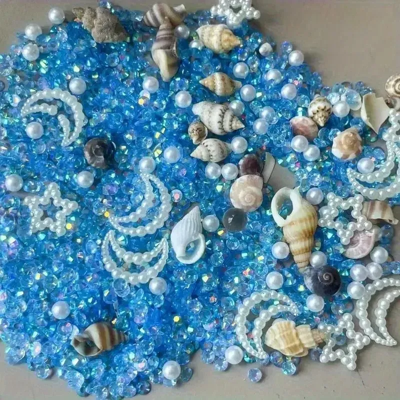 Lot 30 g remplissage résine thème océan et paillettes