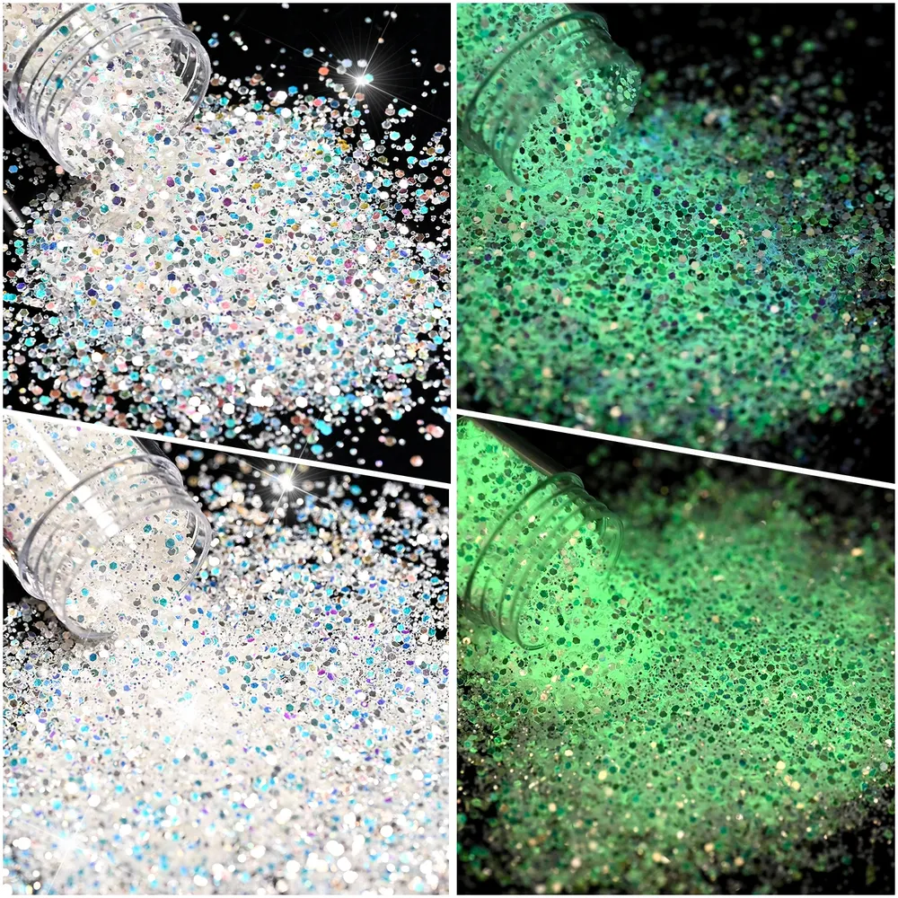 Lot 4 paillettes hexagonales lumineuses pour résine
