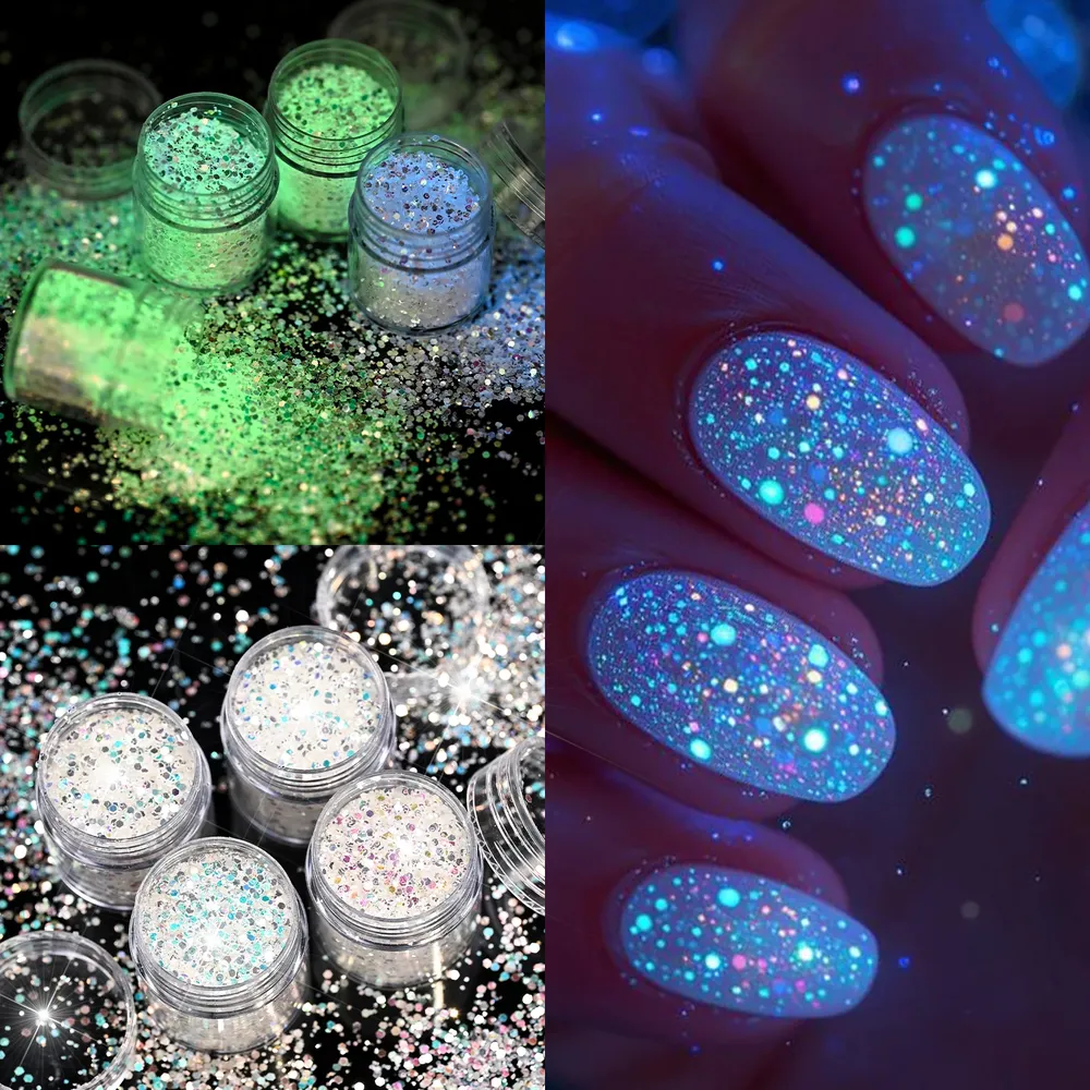 Lot 4 paillettes hexagonales lumineuses pour résine