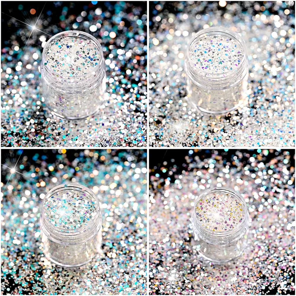 Lot 4 paillettes hexagonales lumineuses pour résine