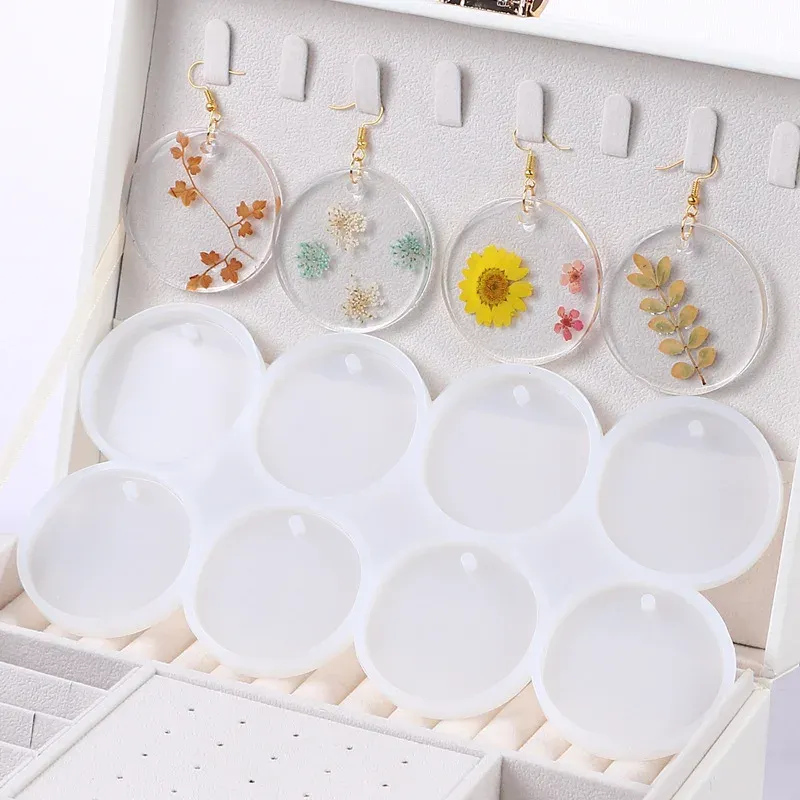 Lot 8 ou 12 moules silicone rond et ovale pour bijoux