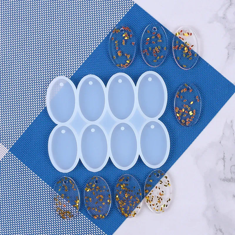 Lot 8 ou 12 moules silicone rond et ovale pour bijoux