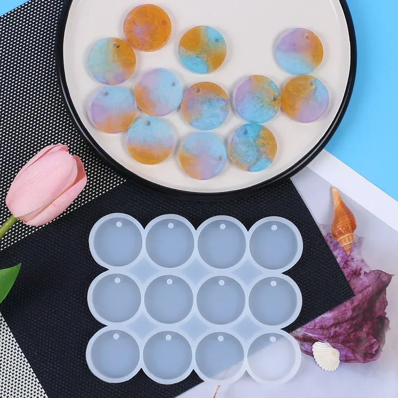 Lot 8 ou 12 moules silicone rond et ovale pour bijoux