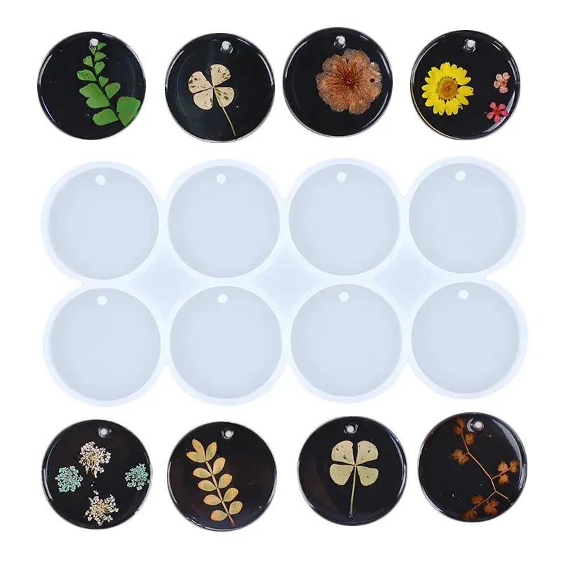 Lot 8 ou 12 moules silicone rond et ovale pour bijoux