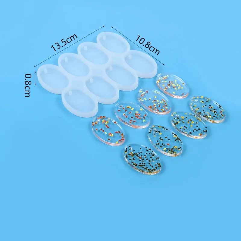 Lot 8 ou 12 moules silicone rond et ovale pour bijoux