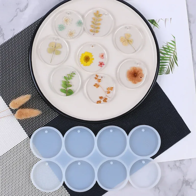 Lot 8 ou 12 moules silicone rond et ovale pour bijoux