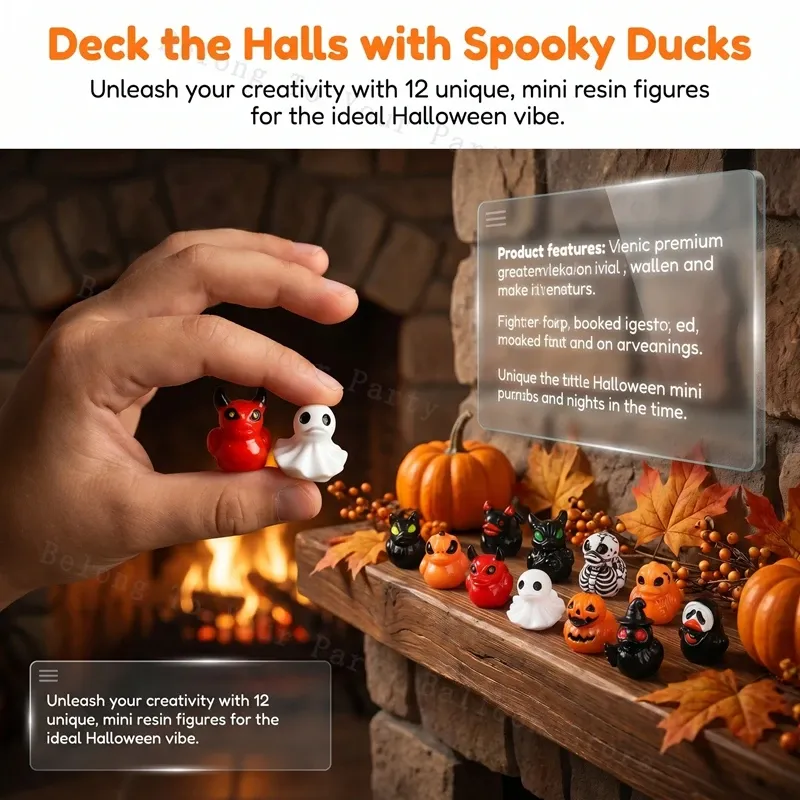 Lot de 10 à 48 mini canards fantômes résine Halloween
