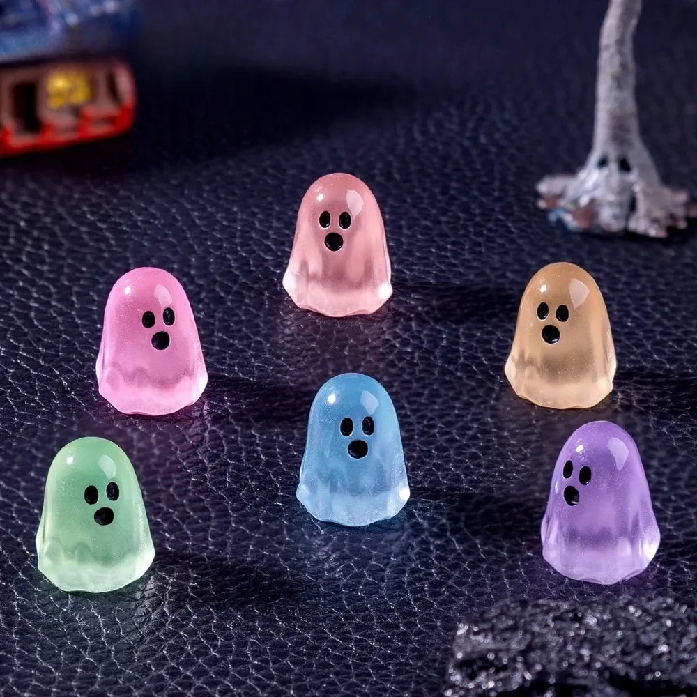 Lot de 10 à 50 mini fantômes résine lumineux Halloween