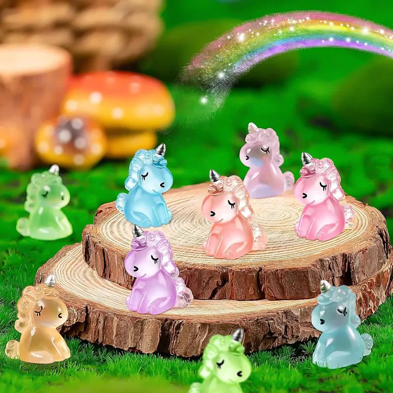 Lot de 10 à 50 mini licornes résine lumineuses pour jardin