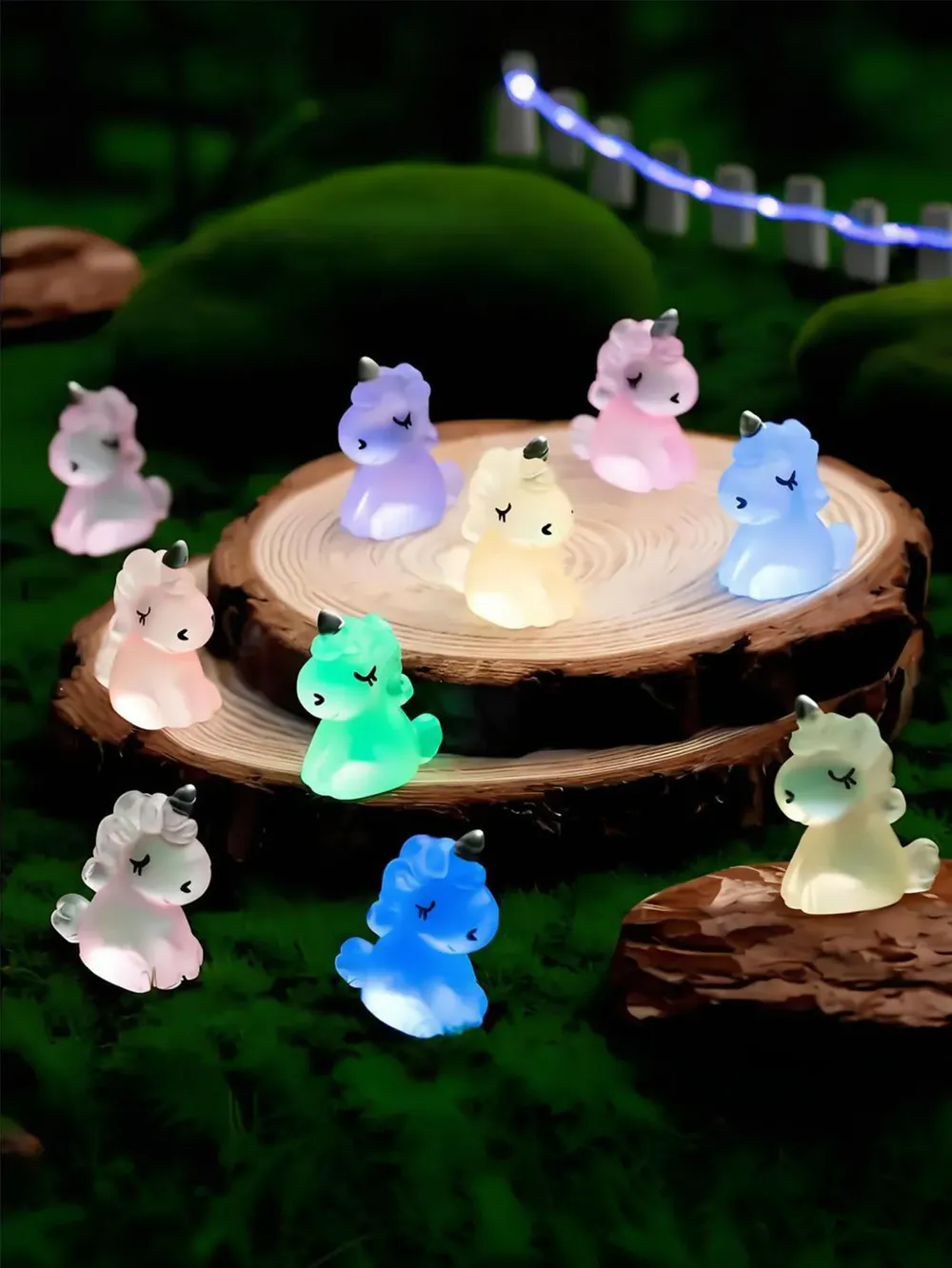 Lot de 10 à 50 mini licornes résine lumineuses pour jardin