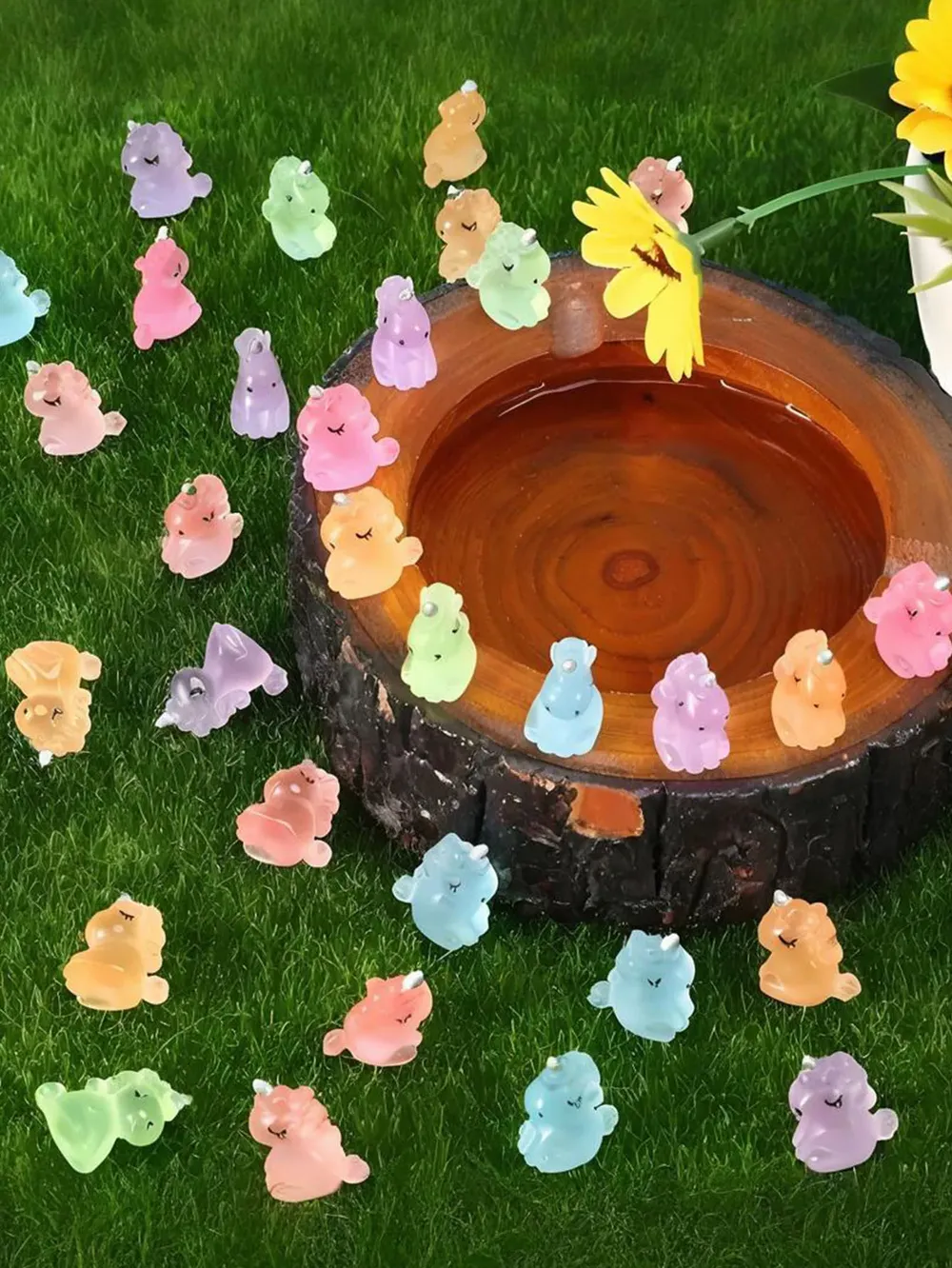 Lot de 10 à 50 mini licornes résine lumineuses pour jardin