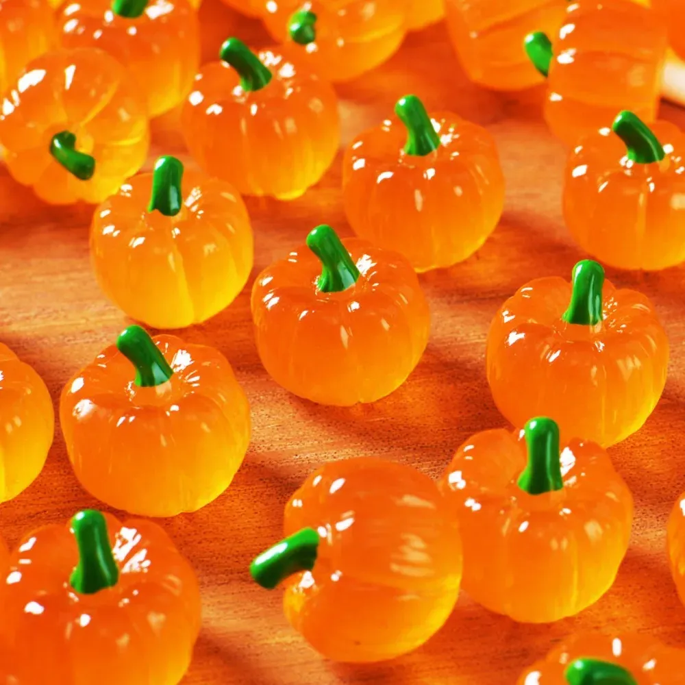 Lot de 10 à 60 mini citrouilles résine Halloween lumineuses