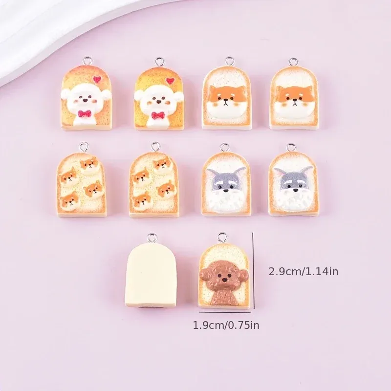 Lot de 10 breloques résine animaux dessin animé pour bijoux