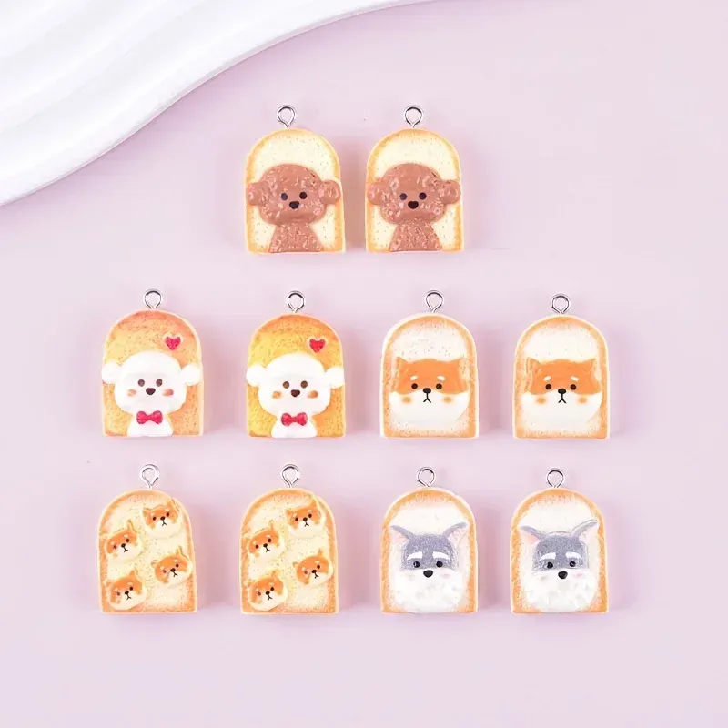 Lot de 10 breloques résine animaux dessin animé pour bijoux
