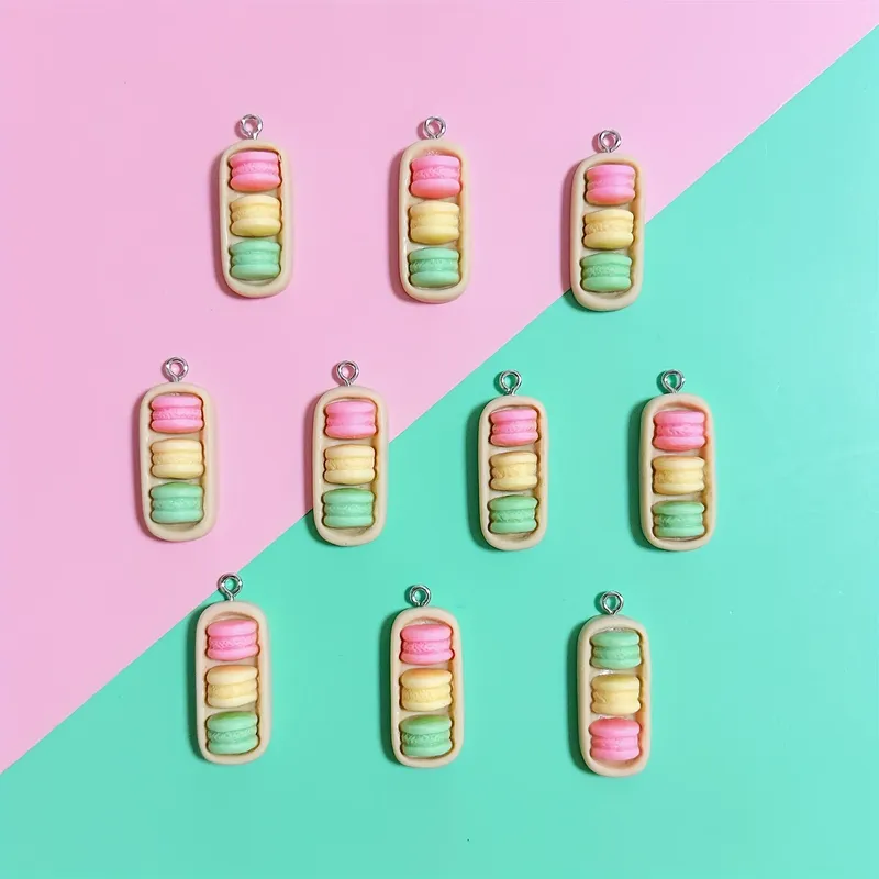 Lot de 10 breloques résine boîte macarons pour bijoux