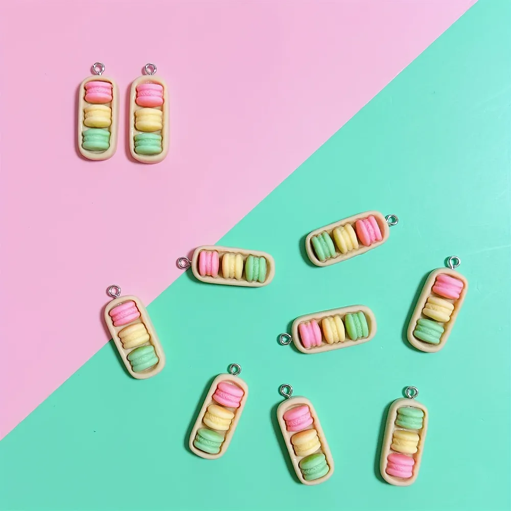 Lot de 10 breloques résine boîte macarons pour bijoux