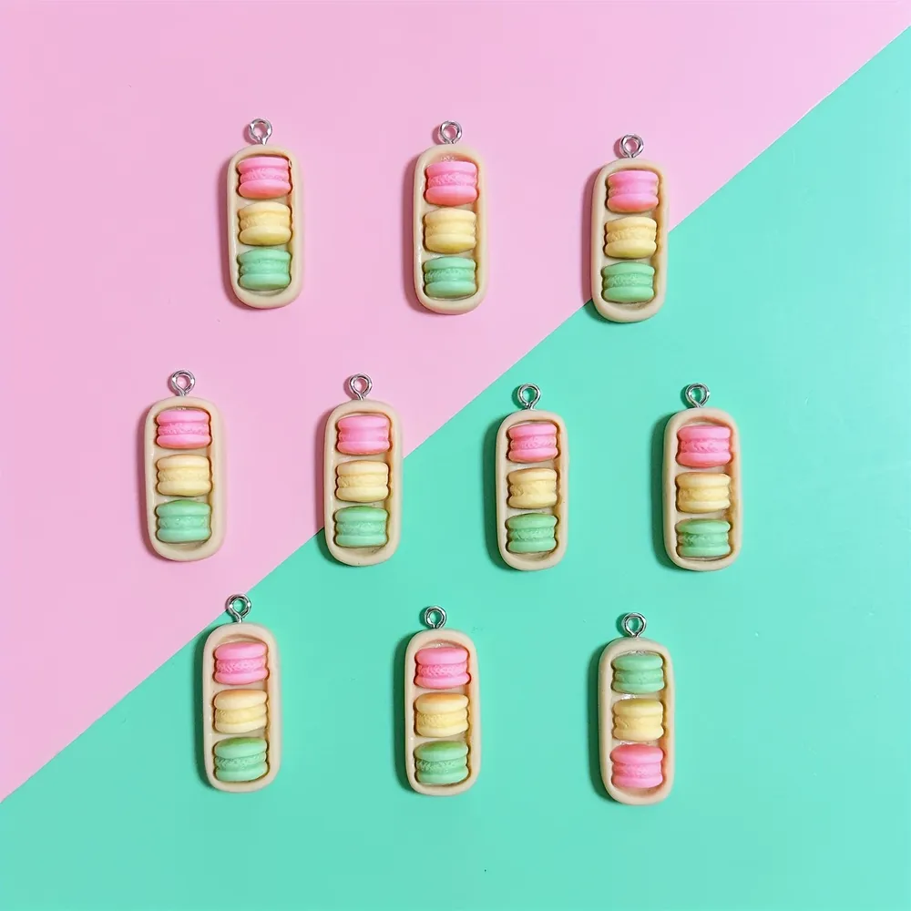 Lot de 10 breloques résine boîte macarons pour bijoux