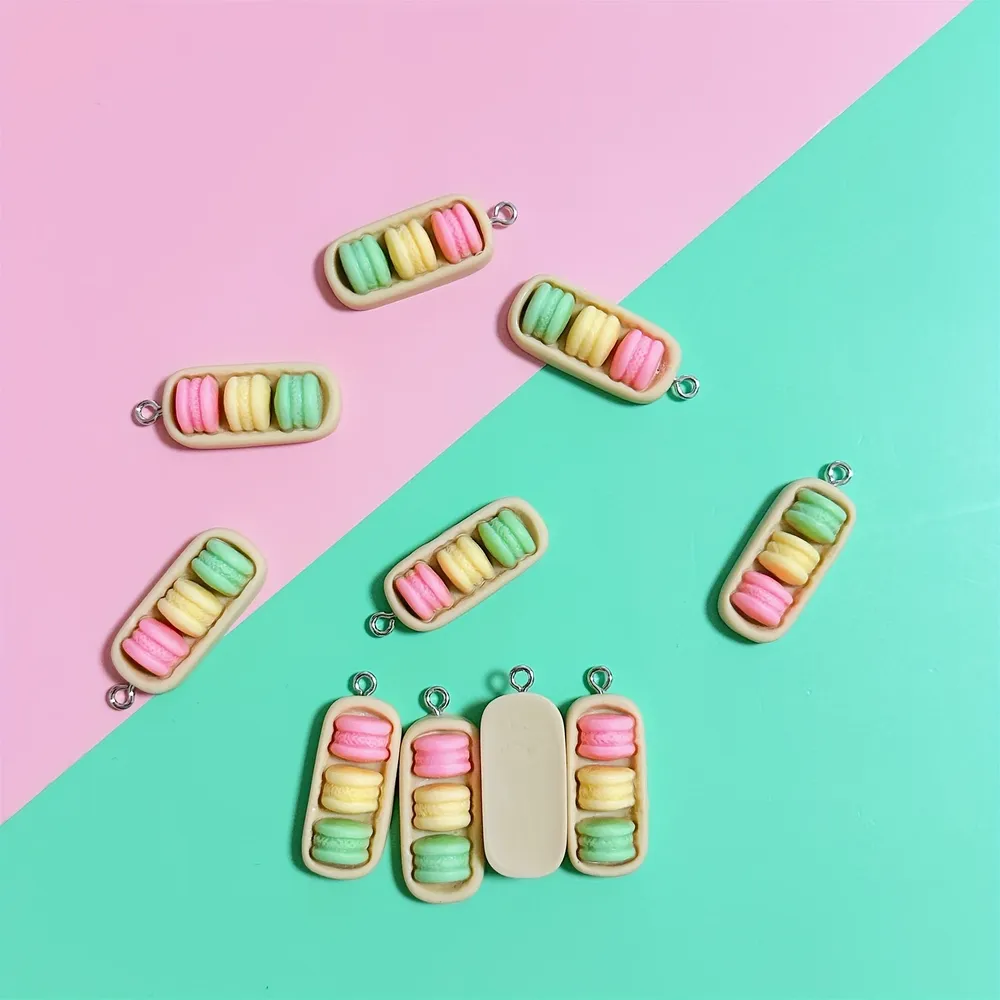 Lot de 10 breloques résine boîte macarons pour bijoux