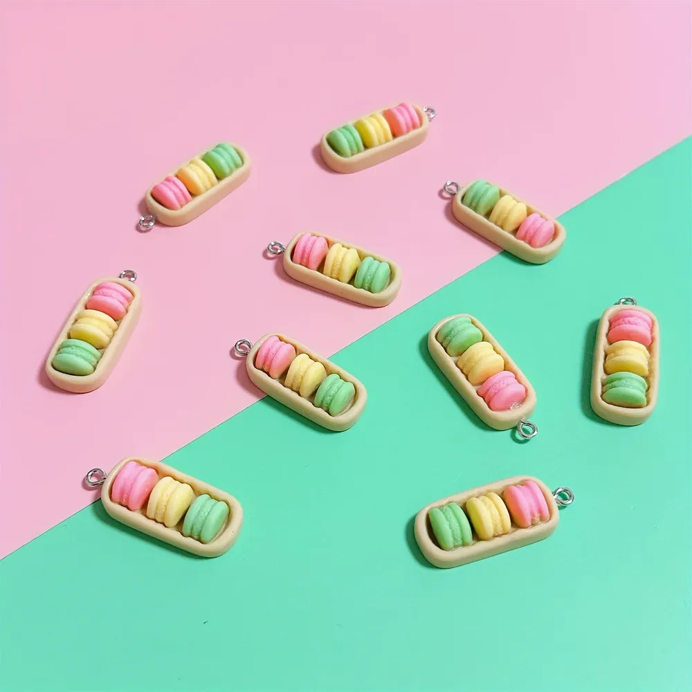 Lot de 10 breloques résine boîte macarons pour bijoux