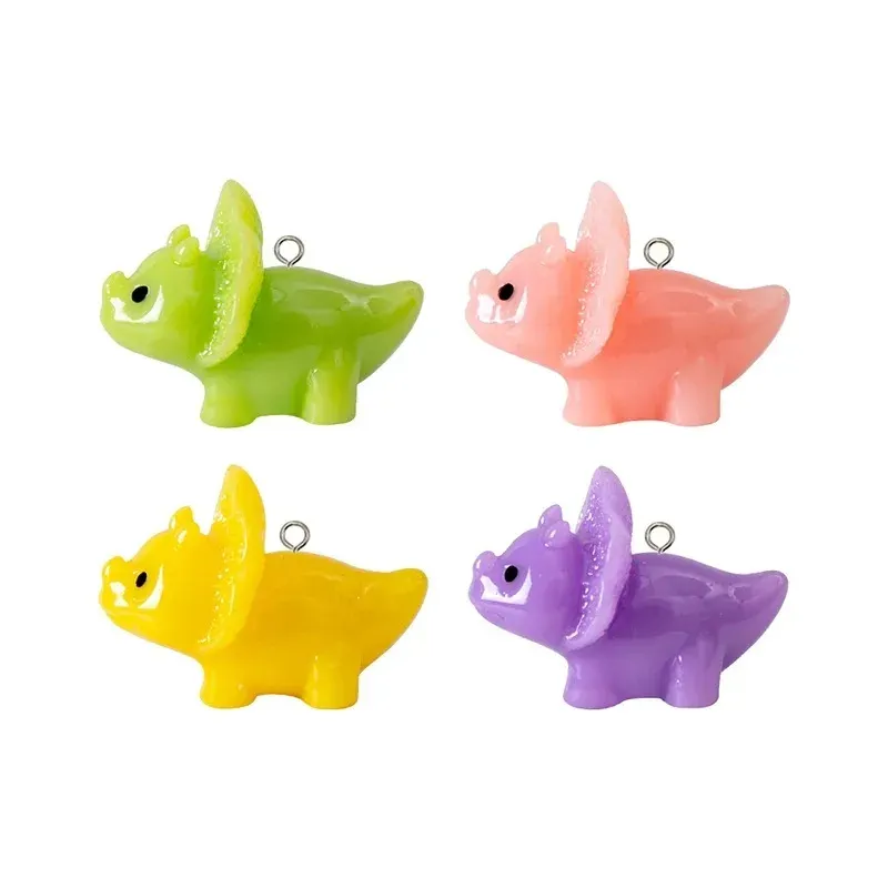 Lot de 10 breloques résine dinosaure Triceratops pour bijoux