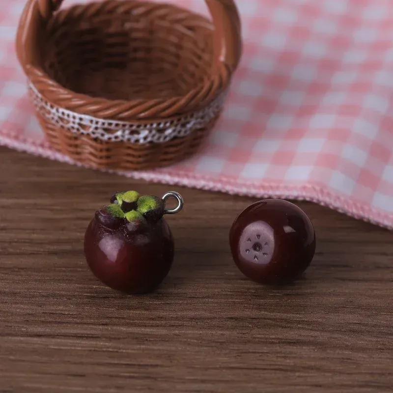 Lot de 10 breloques résine mini fruits pour bijoux