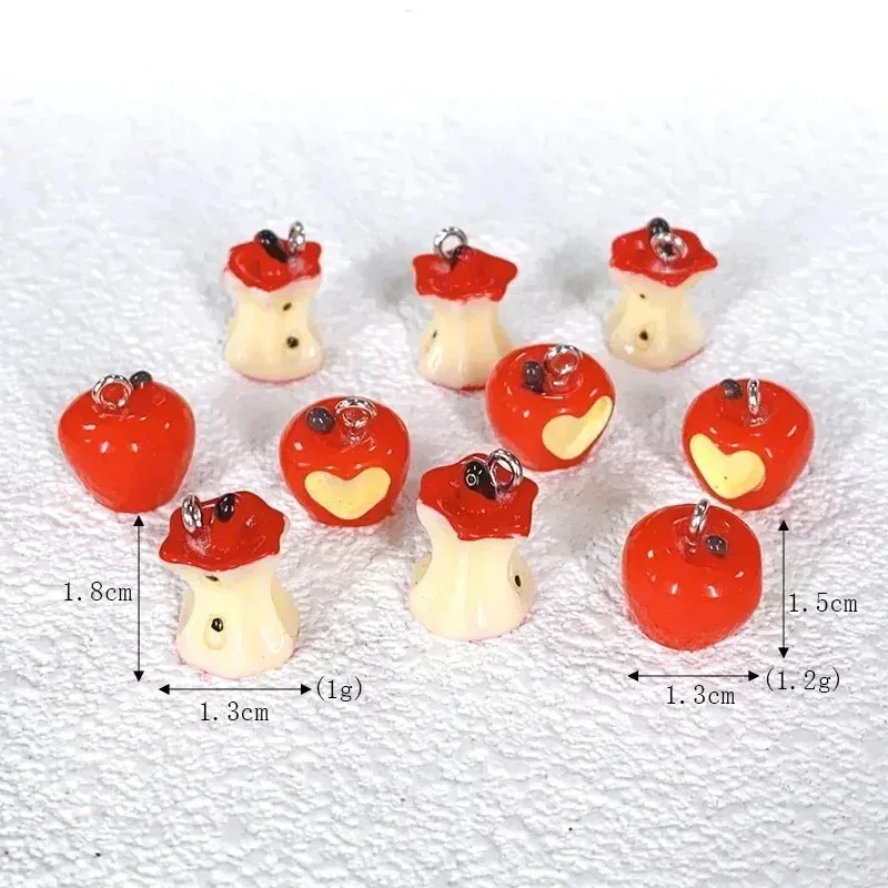 Lot de 10 breloques résine noyau de pomme 3D pour bijoux
