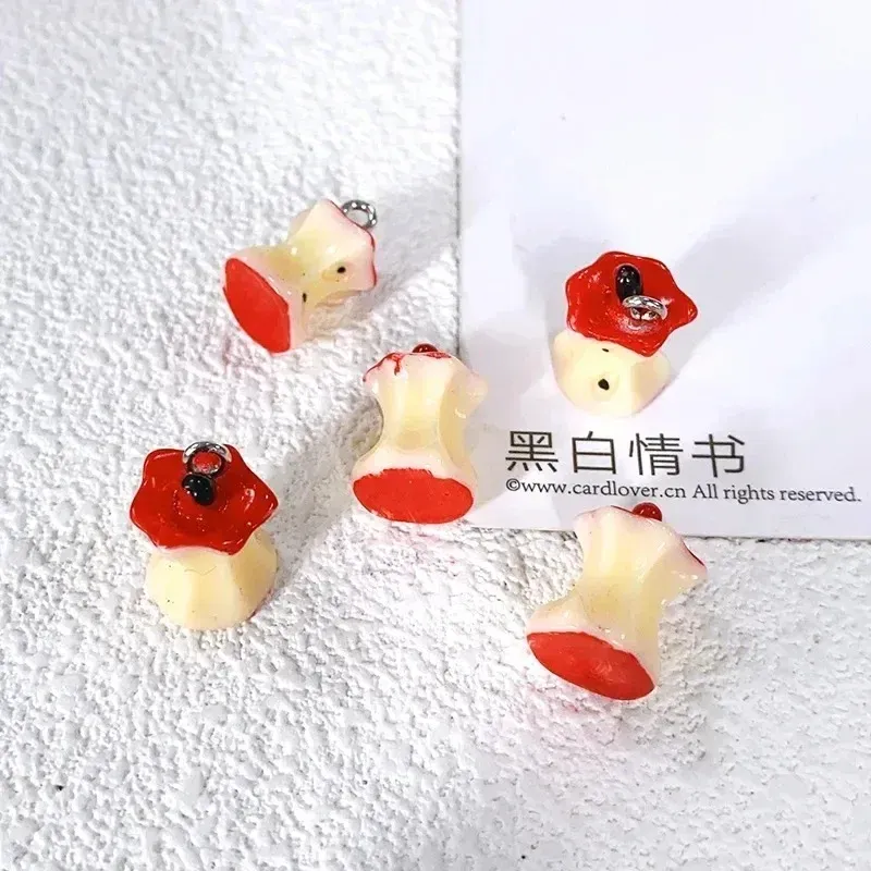 Lot de 10 breloques résine noyau de pomme 3D pour bijoux