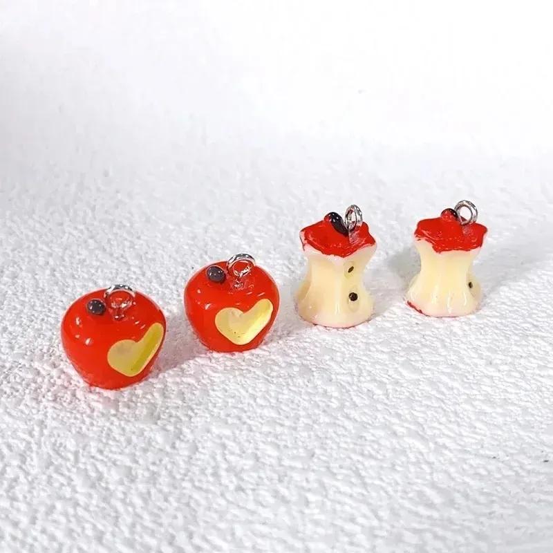 Lot de 10 breloques résine noyau de pomme 3D pour bijoux