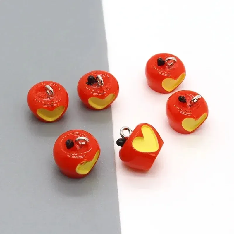 Lot de 10 breloques résine noyau de pomme 3D pour bijoux