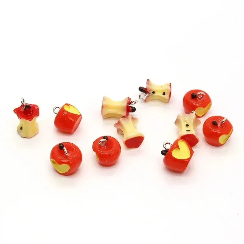 Lot de 10 breloques résine noyau de pomme 3D pour bijoux