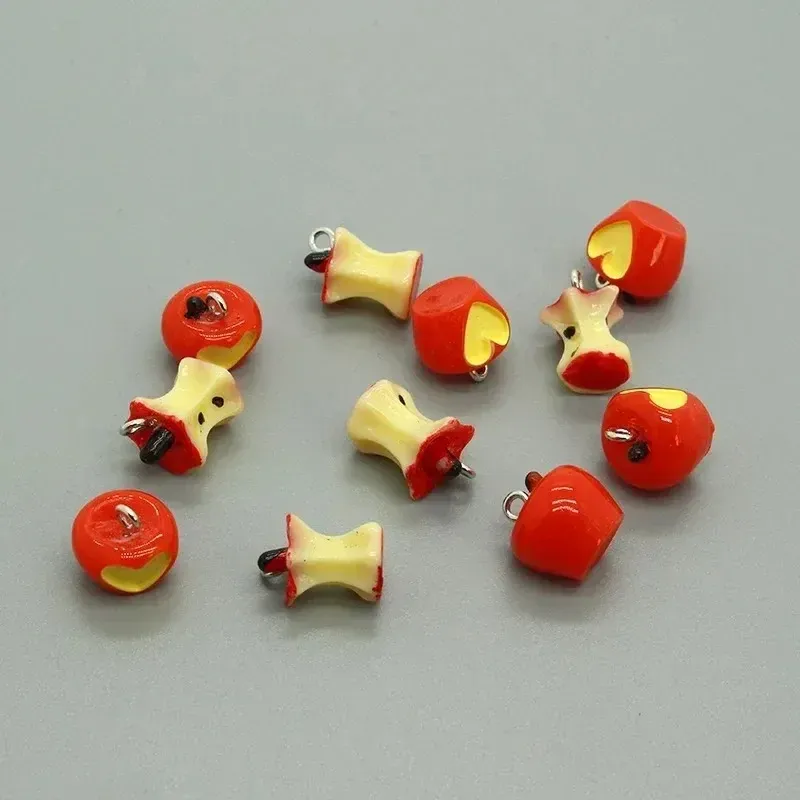 Lot de 10 breloques résine noyau de pomme 3D pour bijoux
