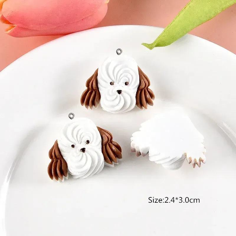 Lot de 10 breloques résine petit chien dessin animé pour bijoux