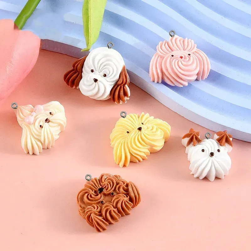 Lot de 10 breloques résine petit chien dessin animé pour bijoux