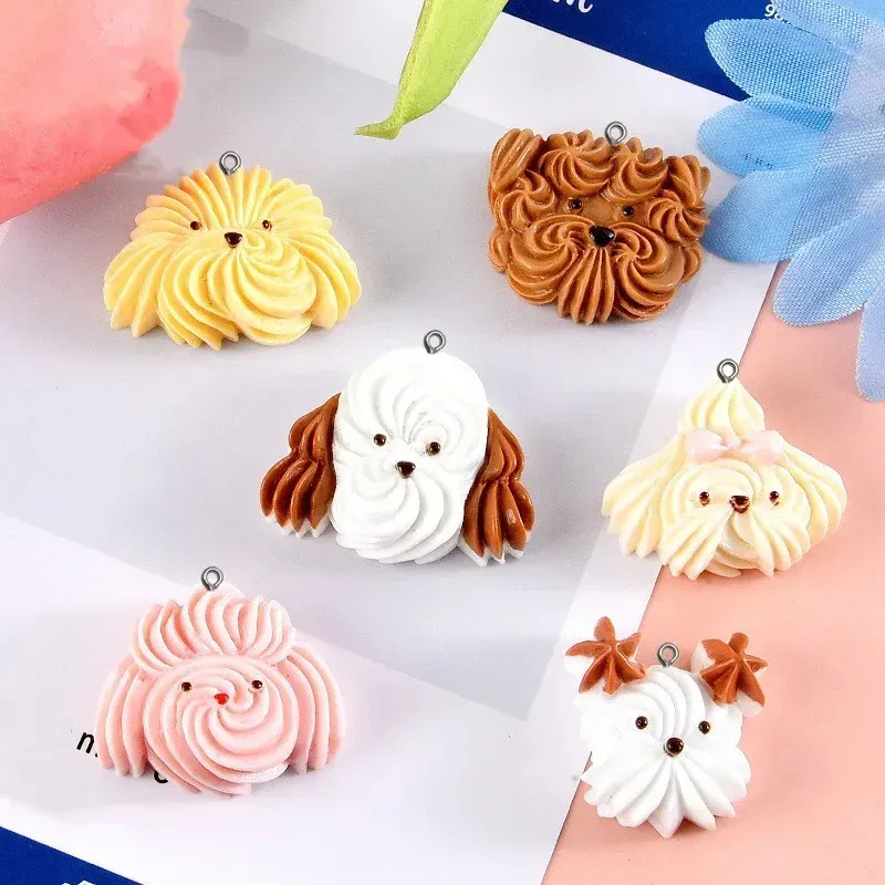 Lot de 10 breloques résine petit chien dessin animé pour bijoux