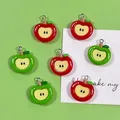 Lot de 10 breloques résine pomme 2D pour bijoux – Couleur 10pcs mix