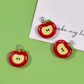 Lot de 10 breloques résine pomme 2D pour bijoux – 6