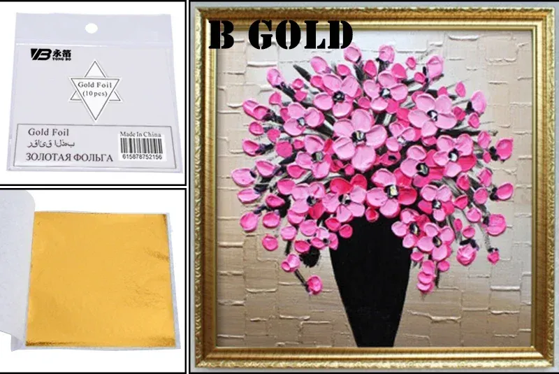 Lot de 10 feuilles d'or 3,15x3,35 pouces pour artisanat