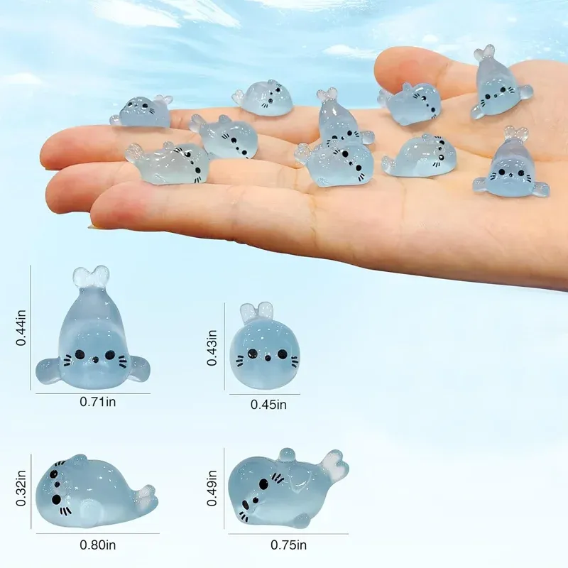 Lot de 10 ou 20 mini phoques résine lumineux pour décoration