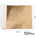 Lot de 10 ou 50 feuilles imitation or et argent pour artisanat – Couleur Champagne Or-50