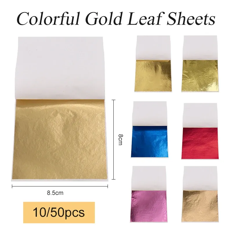 Lot de 10 ou 50 feuilles imitation or et argent pour artisanat