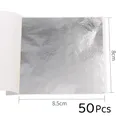 Lot de 10 ou 50 feuilles imitation or et argent pour artisanat – Couleur Argent-50