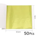 Lot de 10 ou 50 feuilles imitation or et argent pour artisanat – Couleur jaune-50