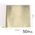 Lot de 10 ou 50 feuilles imitation or et argent pour artisanat – Couleur Or clair-50