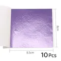 Lot de 10 ou 50 feuilles imitation or et argent pour artisanat – Couleur Pêche violet-10